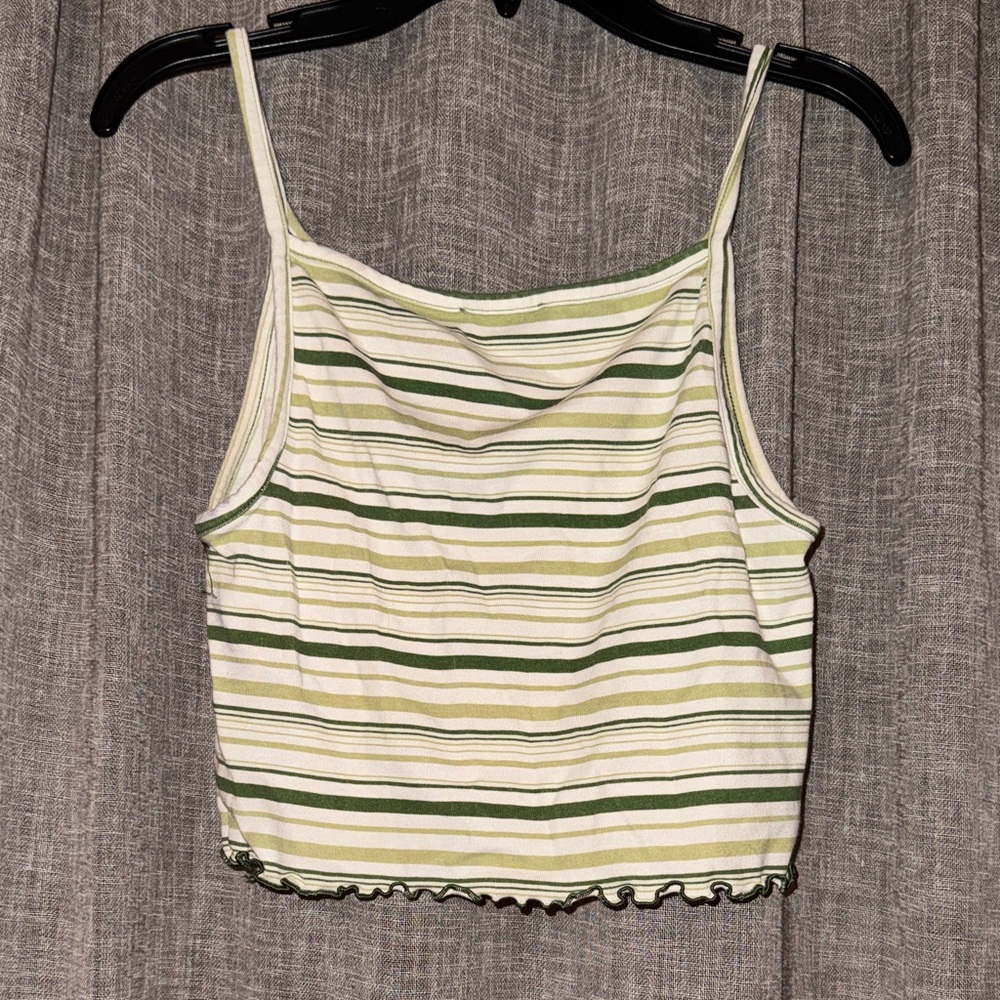 Striped Green and Cream Women's Top - Picture 3 of 3